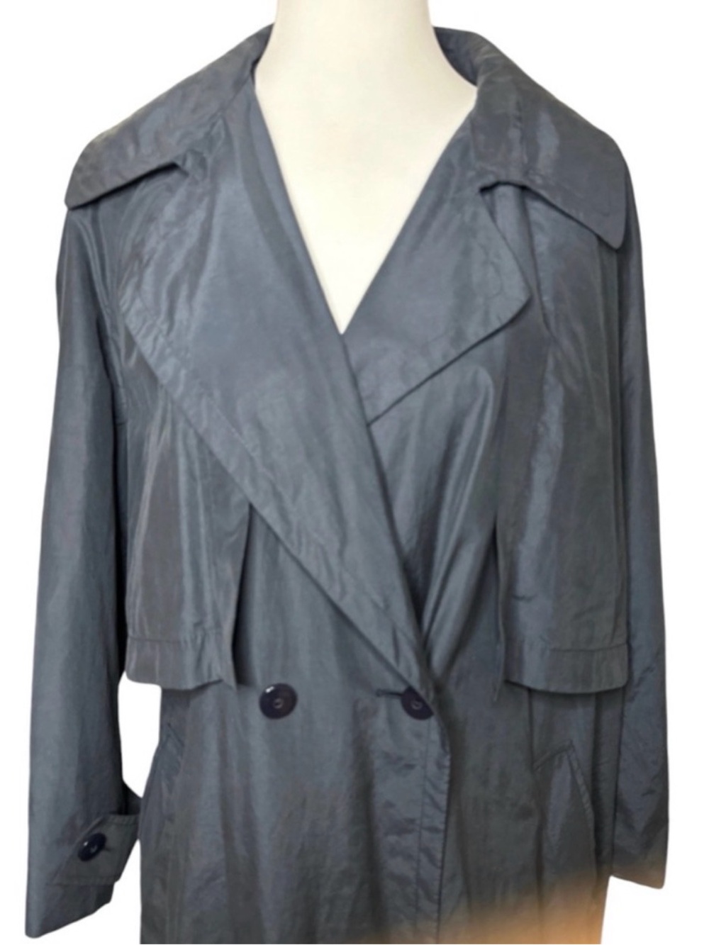 Auth New Fendi 360 Trench Coat oversized 42 IT Large L navy cotton flowy - Picture 9 of 9